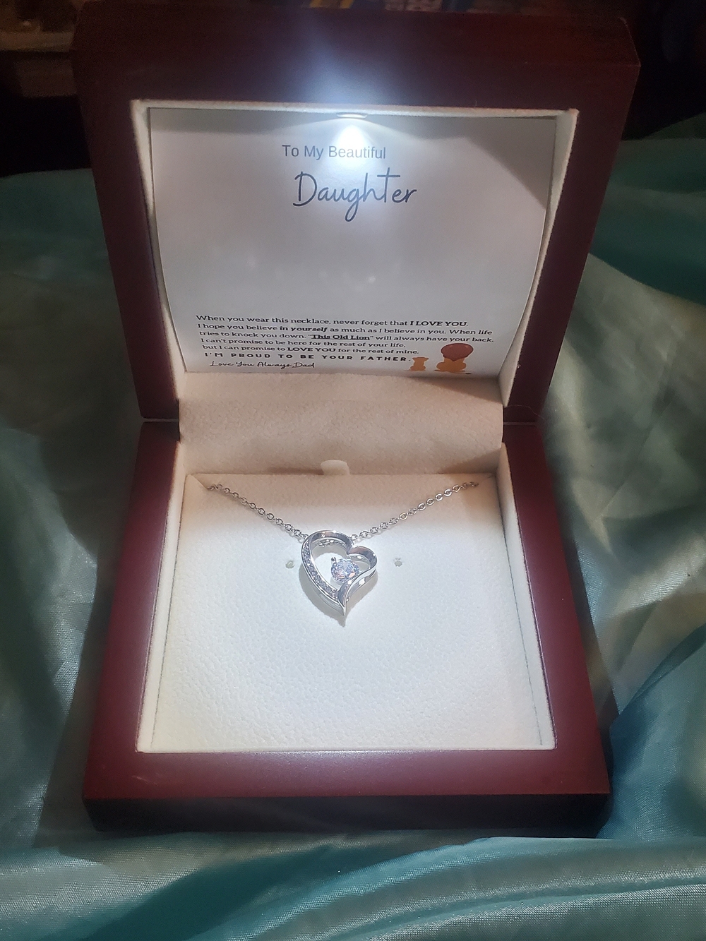 Daughter Heart Pendant Necklace in Silver